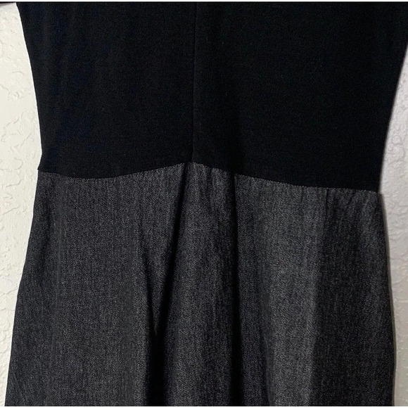 Andrea Jovine Dress 4 Women Black Pockets Charcoal Denim Fit & Flare Knee Length - Picture 6 of 7